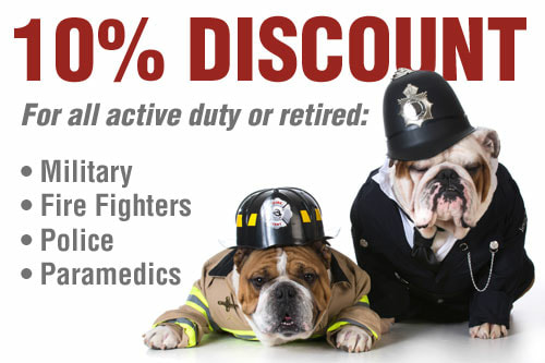 10% Discount for all Military, Police, Fire Fighters, Paramedics
